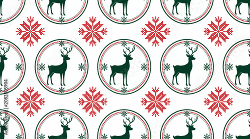 christmas reindeer snowflake pattern