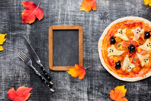 Autumn Pizza Flat Lay Background
