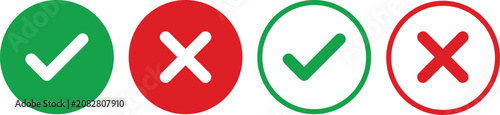 Фотография Red cross and Green check mark icon set