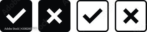 Obraz na płótnie Wecheck and cross mark icon set
