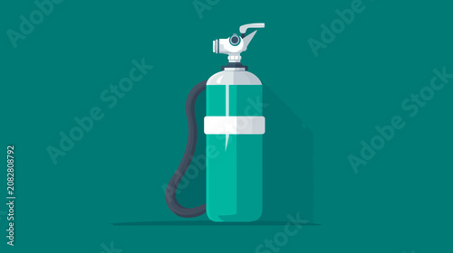 Digital illustration of a fire extinguisher on teal background