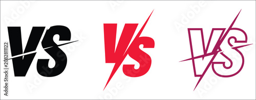 Obraz na plátně VS battle icons with versus comparison, rivalry symbols, duel badges, fight chal
