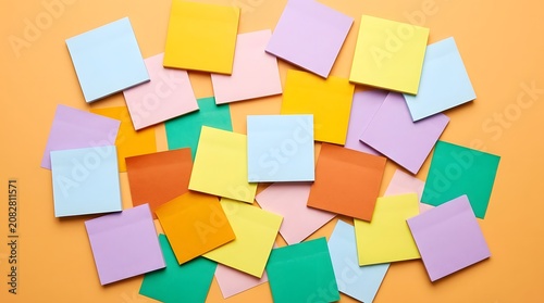 Back to school colorful sticky notes on an orange background for organization and planning purposes always