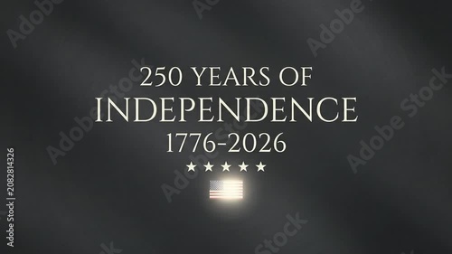 Text 250 years of independence 1776-2026 on dark textured background.