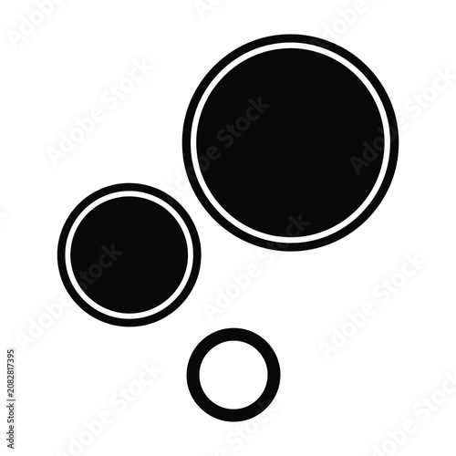 Black circles with white outline on white background simple shapes