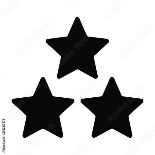 Three black stars on white background symbol