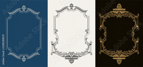 Luxury frame invitation card background vector. Elegant classic antique design, gold lines t, sparkle on black background. Premium design illustration for gala card, grand opening, art deco, magazine.