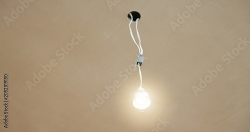 Canvastavla Ceiling, wire and light in home for fitting, electrical compliance and incomplete infrastructure