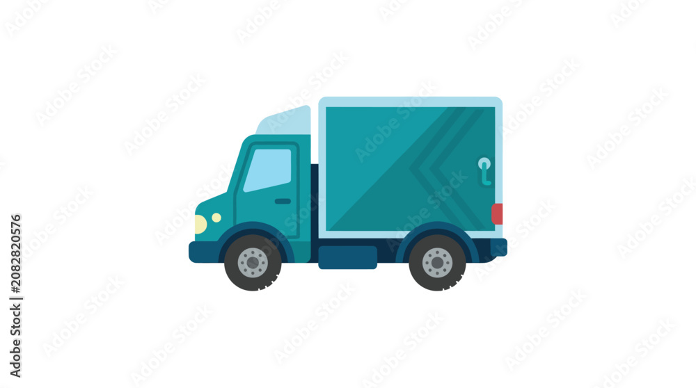 Fototapeta premium Teal delivery truck with box.