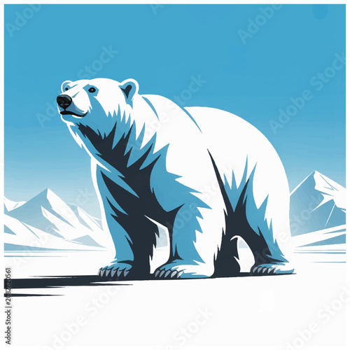 Majestic Polar Bear Standing Proudly in Arctic Landscape.