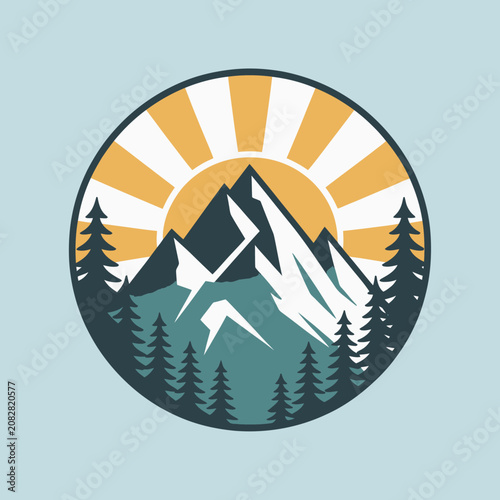 Mountain Landscape With Pine Trees.