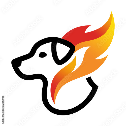 Dog Head with Fire Logo