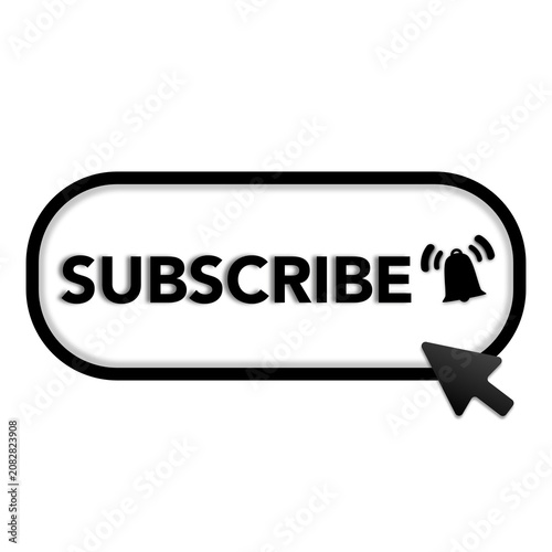 black and white Subscribe Button Icon 