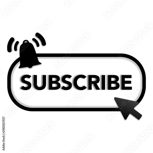 black and white Subscribe Button Icon 