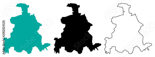 Vector Dallas City Map Outline Silhouette Icon Set Isolated Illustration
