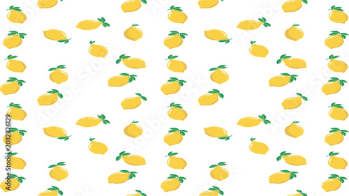 Foto Seamless Yellow Lemon Fruit Pattern with Green Foliage for Fresh Summer Lemonade