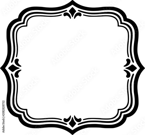 Black Ornamental Vintage Frame Border Label Vector