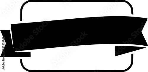 Black Ribbon Banner Frame Label Icon Vector