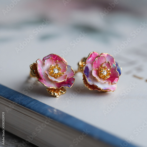 Sweet Stud pink color flower Earrings for Girls