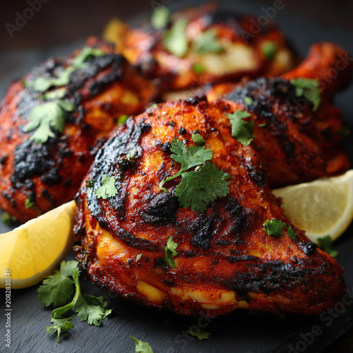Tandoori chicken barbeque with lemon, best Indian foods