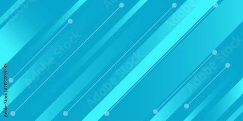 Bright blue background showcases diagonal stripes in various tones with connecting dots forming a dynamic modern technology pattern