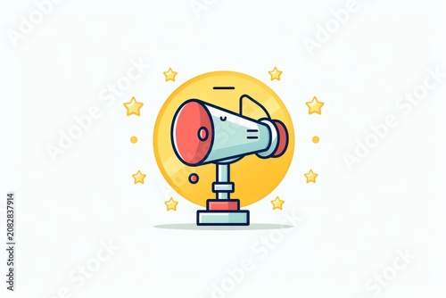 Megaphone symbol representing public announcement, marketing message, and brand promotion
