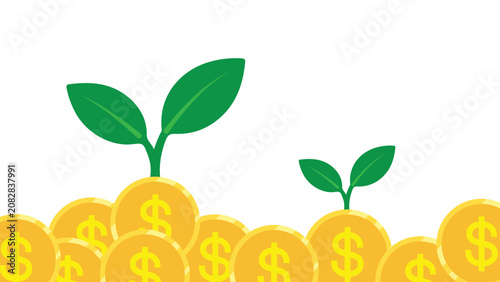Growing money plant, financial and investment growth, increase wealth
