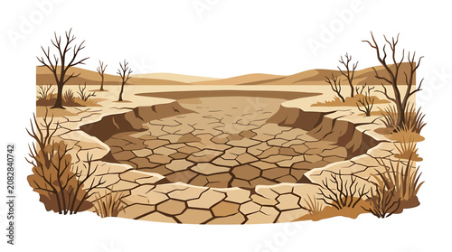 Cracked Earth in a Dry Riverbed.