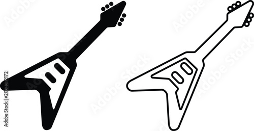 Tablou pe pânză Guitar Icon Set Collection Group of Acoustic Electric Banjo Musical Instrument S