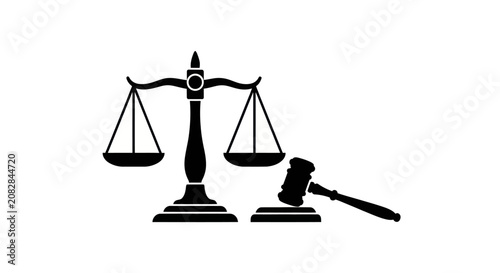 Photos Scales of justice and judge gavel legal icon.