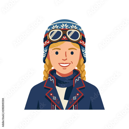 Woman Wearing Ski Goggles.