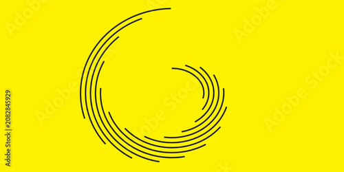 Minimalist Circular Line Art Abstract Yellow Background Modern Geometric Design