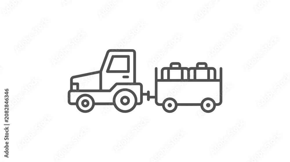 Fototapeta premium Simple line drawing of a tractor.