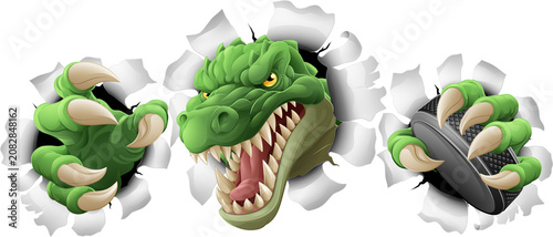 Photography A crocodile, dinosaur or alligator lizard hockey sports mascot
