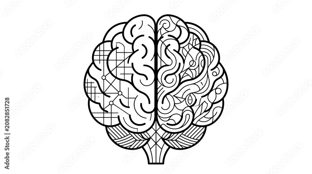 Fototapeta premium Abstract Brain Illustration: Logic and Creativity
