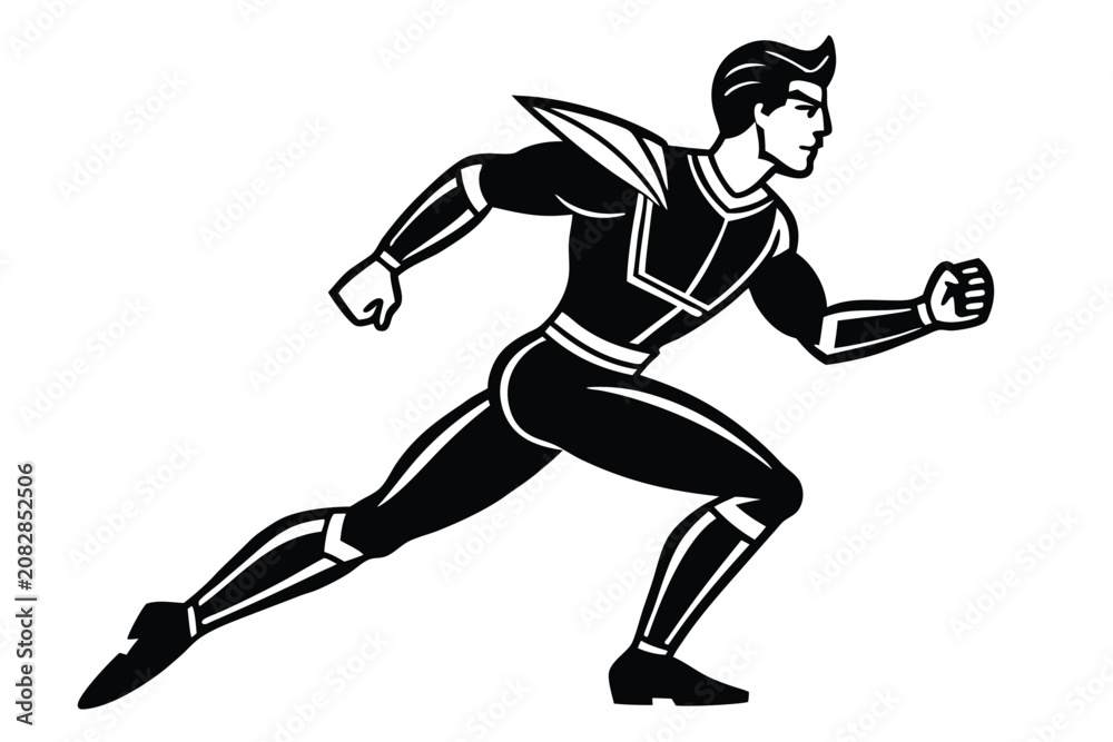 Fototapeta premium Pixel Art Running Figure Silhouette - Retro Style Game Character Vector Icon