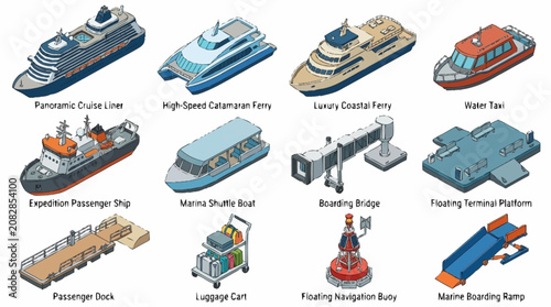 Photos Collection of Various Colorful Cartoon Ships and Boats.