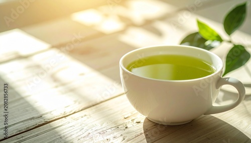 Traditional Japanese Green Tea in Minimal White Cup