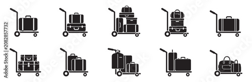 Konstfotografi Luggage Trolley Icon Set