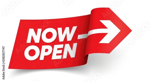 Red Ribbon Banner With Arrow And Text White Background