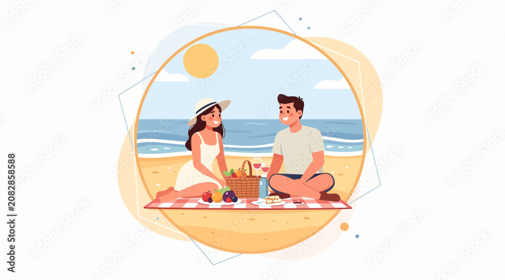 Obraz premium Couple on romantic beach picnic