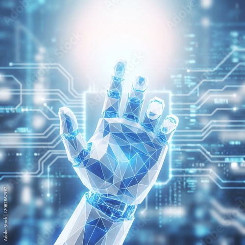 Glowing Light Robotic Hand Background