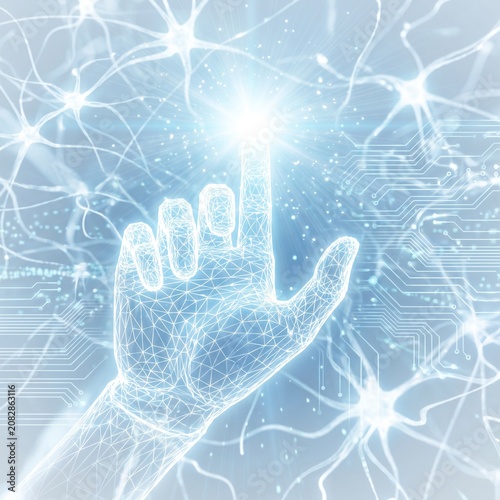 3D Polygon Robotic Hand Background