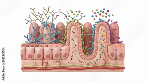 Mechanism of nutrient absorption across the intestinal epithelium
