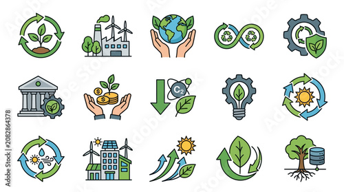 Clean and Colorful Infographic Icons Showcasing Sustainable Development Renewable Energy and Eco Friendly Concepts