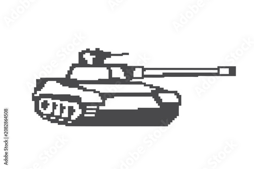 Minimalist Pixel Art Tank Silhouette Design for Mobile Gaming and War-themed Apps