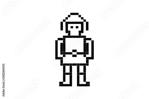 Pixel Art Thief Silhouette Icon for Retro Gaming Adventure and Crime Themes