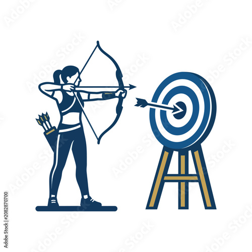 Woman Aiming Bow And Arrow.