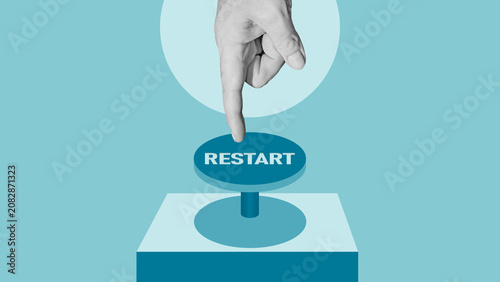 Fotografie Restart Concept with Power Button, Refresh Symbol, New Beginning, System Reboot,