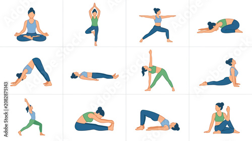 Fotografie Woman doing various yoga poses sequence.